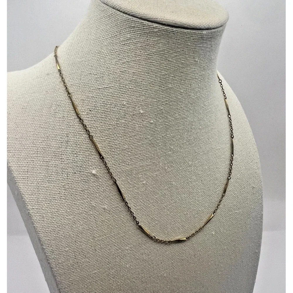 Vintage Monet Gold Tone Bar Link Necklace Signed 18